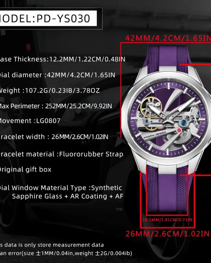 Pagani diseña un nuevo reloj mecánico hueco para hombre con cristal de zafiro con revestimiento AR, acero inoxidable, resistente al agua y automático. 2
