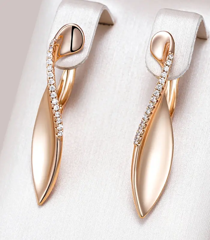 Kinel Trend 585 pendientes de gota brillantes de Color oro rosa para mujer moda creativa circón Natural joyería diaria romántica única 1