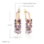 Pendientes Kinel de gota de circón Natural púrpura brillante para mujer tendencia 585 Color oro rosa novia boda joyería fina regalo de cristal 2