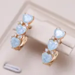 Kinel-pendientes de circonita Natural para mujer, aretes sexys de Color oro rosa, flor inusual, joyería exagerada para fiesta, 585 1