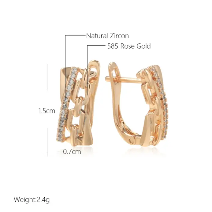 Kinel-pendientes colgantes de lujo para mujer, aretes colgantes de Color oro rosa 585, recorte geométrico, accesorios de circón Natural, joyería Vintage de moda 2