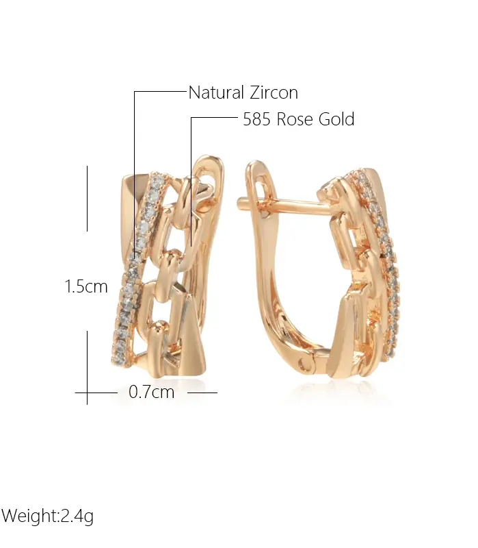 Kinel-pendientes colgantes de lujo para mujer, aretes colgantes de Color oro rosa 585, recorte geométrico, accesorios de circón Natural, joyería Vintage de moda 2