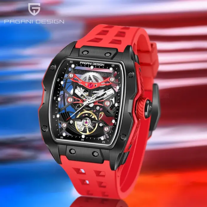 PAGANI DESIGN 42MM nueva moda espalda hueca movimiento transparente reloj de lujo para hombres cristal de zafiro relojes automáticos para hombres 1