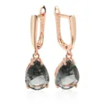 Kinel-pendientes largos con forma de gota de agua para mujer, aretes colgantes de cristal gris, Color oro rosa 585, con circón Natural, joyería diaria de alta calidad 6