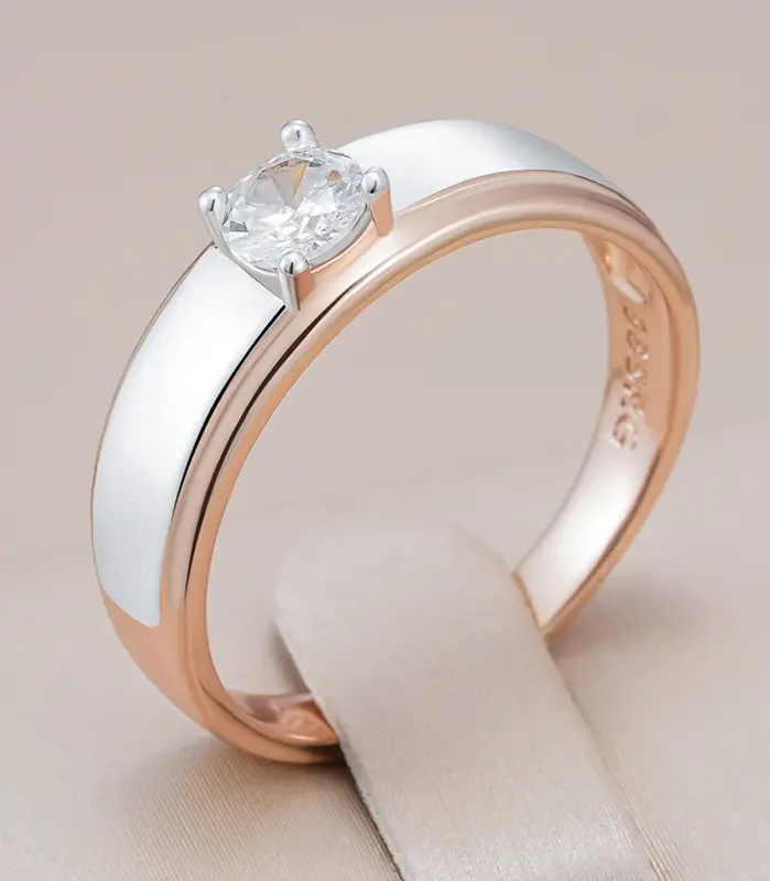 Anillos de boda Kinel simples para mujer, lujo 585, oro rosa, plata, mezcla de colores, accesorios de circón Natural, joyería fina diaria 1