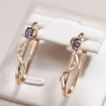 Kinel-pendientes largos de oro rosa 585 para niña, aretes de circón Natural, joyería de lujo, accesorios de temperamento, 2022 1