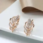 Kinel-Conjunto de pendientes y anillos de oro rosa 585, flor de circón Natural a la moda, pendiente Vintage, anillo, regalo, conjunto de joyería fina diaria 3 Kinel-Conjunto de pendientes y anillos de oro rosa 585, flor de circón Natural a la moda, pendiente Vintage, anillo, regalo, conjunto de joyería fina diaria 3