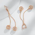 Kinel-pendientes largos con borlas para mujer, aretes colgantes a la moda, Color oro rosa 585, circonita Natural, joyería fina para uso diario, regalo de cristal 4