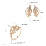 Kinel-Conjunto de pendientes y anillos de oro rosa 585, flor de circón Natural a la moda, pendiente Vintage, anillo, regalo, conjunto de joyería fina diaria 2 Kinel-Conjunto de pendientes y anillos de oro rosa 585, flor de circón Natural a la moda, pendiente Vintage, anillo, regalo, conjunto de joyería fina diaria 2