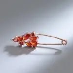 Kinel-broche fino de oro rosa 585 para mujer, joyería creativa de moda para boda, ojal de circón Natural rojo único, novedad de 2022 6