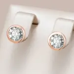 Pendientes Kinel de circonita Natural a la moda para mujer, pendientes redondos simples de Color oro rosa 585, joyería fina diaria de alta calidad 1