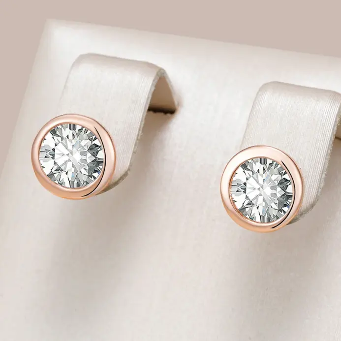 Pendientes Kinel de circonita Natural a la moda para mujer, pendientes redondos simples de Color oro rosa 585, joyería fina diaria de alta calidad 1