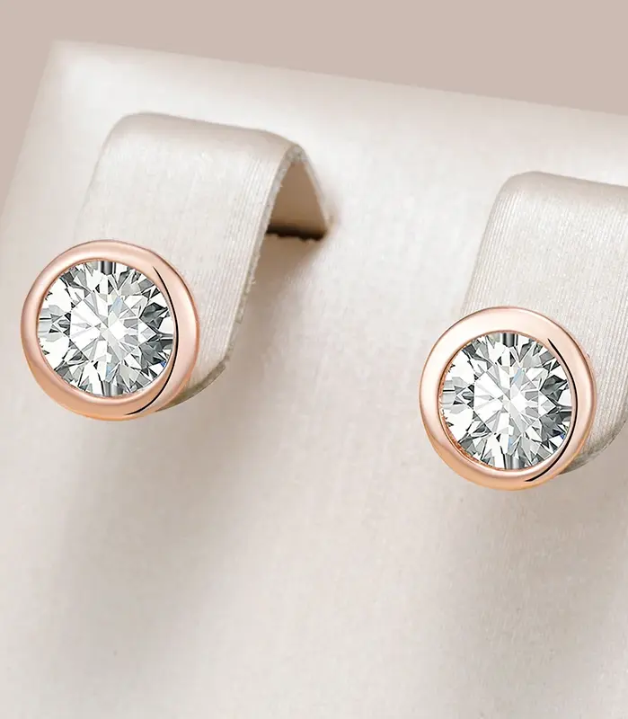 Pendientes Kinel de circonita Natural a la moda para mujer, pendientes redondos simples de Color oro rosa 585, joyería fina diaria de alta calidad 1
