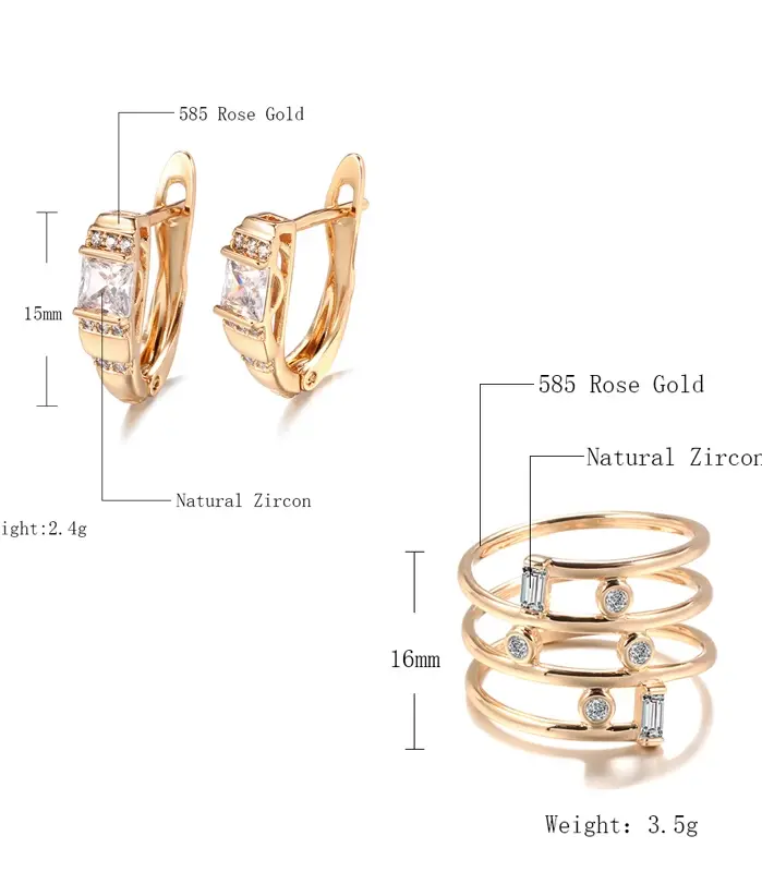 Kinel-Anillo de plata de primera ley y circón para mujer, sortija, plata esterlina 585, Circonia cúbica, zirconia, circonita, zirconita, zirconita, color oro rosa 2