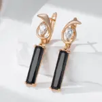Kinel-pendientes de gota de circón Natural para mujer, aretes largos y cuadrados, Color oro rosa, alta calidad, joyería fina diaria, 585 3