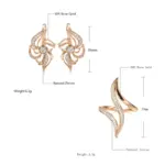 Kinel-Conjunto de pendientes de anillo curvo hipérbola fina para mujer, conjuntos de joyería de oro rosa 585, anillo de pendientes de circón Natural único 2
