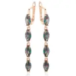 Pendientes largos geométricos coloridos de circonita Natural para mujer, accesorios 585 de Color oro rosa, joyería fina diaria 6