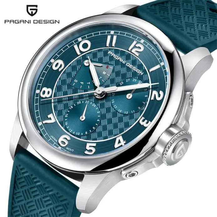 Pagani Design reloj para hombre 40mm Japón TMI VH88 Movt cristal de zafiro calendario 24 horas 100M reloj de pulsera de cuarzo resistente al agua reloj homb 1