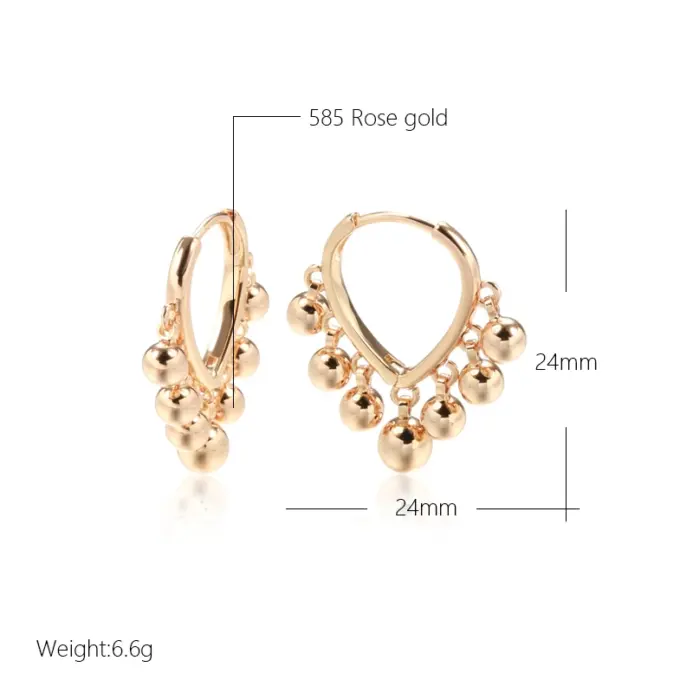 Kinel nuevos pendientes de borla de bola brillante para mujer moda 585 pendientes colgantes de Color oro rosa joyería diaria moderna para fiesta de boda 2