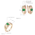 Kinel-Conjunto de anillos y pendientes para mujer, aretes de oro rosa 585 con Micro incrustaciones de cera, óvalo, verde, circón Natural, joyería nupcial para boda 2