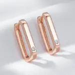 Kinel, moda novedosa, pendientes de aro cuadrados de oro rosa 585 brillantes para mujer, accesorios de circón Natural, joyería fina diaria de alta calidad 5