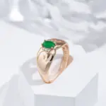 Kinel-Conjunto de anillos y pendientes para mujer, aretes de oro rosa 585 con Micro incrustaciones de cera, óvalo, verde, circón Natural, joyería nupcial para boda 4