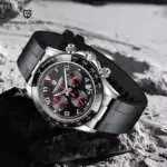 PAGANI DESIGN-Reloj analógico con correa de goma para Hombre, accesorio de pulsera de cuarzo resistente al agua con cronógrafo, movimiento japonés VK63, cristal de zafiro 3
