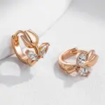 Kinel-pendientes colgantes de Color oro rosa 585, accesorios de circón Natural brillante para mujer, joyería diaria para niños, regalos de navidad 4
