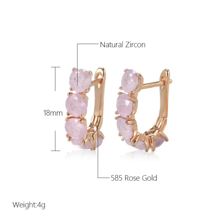 Kinel, nuevos pendientes colgantes de circonita de corte redondo Esmeralda para mujer, circonita Natural de lujo con pendientes de oro rosa 585, joyería de boda 2