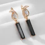 Kinel-pendientes de gota de circón Natural para mujer, aretes largos y cuadrados, Color oro rosa, alta calidad, joyería fina diaria, 585 5