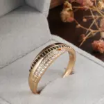 Kinel-Conjunto de anillos y pendientes de circonita Natural para mujer, aretes de oro rosa, joyería Vintage de lujo para boda, color negro, 585 5