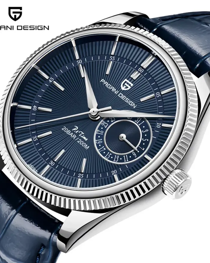 Reloj de Cuarzo para Hombre PAGANI Design PD1689, Movimiento Japonés VH65, Cristal de Zafiro, Correa de Cuero, Resistente al Agua 20 Bar, Reloj de Pulsera para Hombre 1