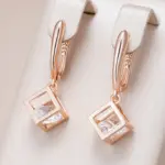 Kinel-pendientes colgantes cuadrados huecos simples para mujer, Color oro rosa 585, accesorios de circón Natural, joyería fina diaria 1