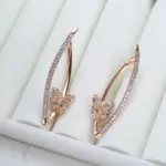 Kinel nueva moda pendientes de mariposa geométricos 2022 Micro incrustaciones de circón Natural 585 pendiente de gota larga de oro rosa joyería Vintage 3