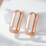 Kinel, moda novedosa, pendientes de aro cuadrados de oro rosa 585 brillantes para mujer, accesorios de circón Natural, joyería fina diaria de alta calidad 3