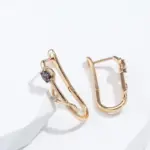 Kinel-pendientes largos de oro rosa 585 para niña, aretes de circón Natural, joyería de lujo, accesorios de temperamento, 2022 5