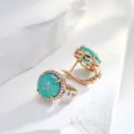 Kinel-pendientes colgantes de circón de corte redondo para mujer, Esmeralda, lujo, Color oro rosa 585, accesorios de boda, joyería fina para uso diario 3