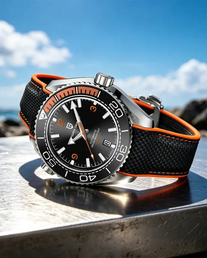Reloj de Buceo PAGANI DESIGN, 100M Resistente al Agua, Automático, Mecánico, Deportivo, con Correa de Goma, Esfera Luminosa, para Actividades al Aire Libre 1