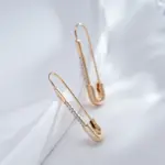 Kienl-pendientes largos colgantes de oro rosa 585, aretes ingleses de circonita Natural para boda, joyería fina para uso diario 4