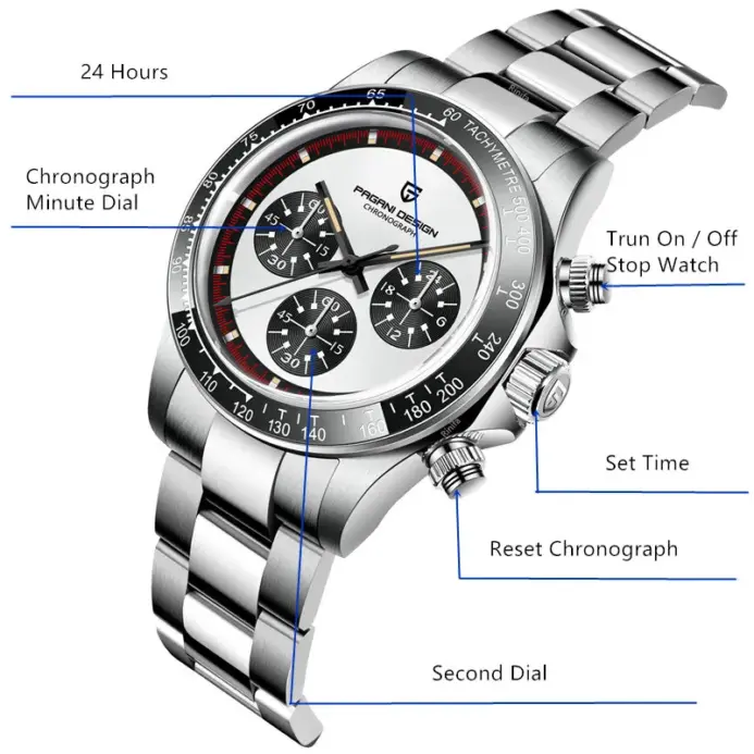 Reloj Cronógrafo de Piloto PAGANI DESIGN para Hombre, Reloj de Cuarzo Deportivo VK63 de Marca de Lujo, Resistente al Agua con Cristal de Zafiro, Relojes Masculinos 2