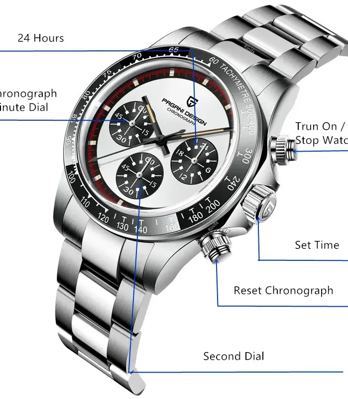 Reloj Cronógrafo de Piloto PAGANI DESIGN para Hombre, Reloj de Cuarzo Deportivo VK63 de Marca de Lujo, Resistente al Agua con Cristal de Zafiro, Relojes Masculinos 2