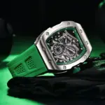Reloj PAGANI DESIGN Skeleton, reloj automático de cuarzo para hombre, reloj de zafiro cuadrado de silicona de 41MM, reloj masculino resistente al agua 2