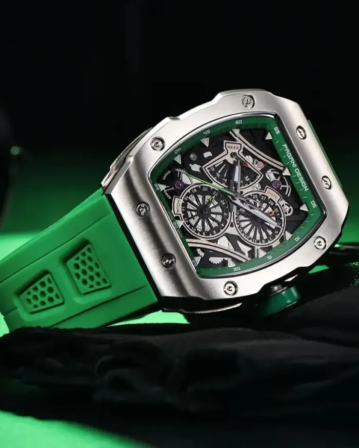 Reloj PAGANI DESIGN Skeleton, reloj automático de cuarzo para hombre, reloj de zafiro cuadrado de silicona de 41MM, reloj masculino resistente al agua 2