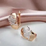 Kinel nueva tendencia brillante Rosa flor pendientes conjuntos de anillos para mujer 585 oro con Color plata étnico Vintage conjuntos de joyería de boda 5