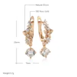 Kinel-pendientes de lujo de Color oro rosa 585, circonita Natural ostentosa, deslumbrante pendiente colgante de mariposa hueca, joyería fina para uso diario 2