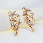 Kinel Hot 585 pendientes de gota cruzados geométricos de Color oro rosa para mujer accesorios de circón Natural brillante joyería fina diaria nupcial 5