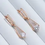 Kienl-pendientes de gota de circonita Natural brillante para mujer, aretes largos de lujo de Color oro rosa 585, joyería diaria de alta calidad 4