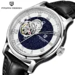 PAGANI DESIGN-reloj mecánico para hombre, 41MM, 10bar, resistente al agua, Japón NH39A, automático, movimiento, cristal de zafiro, correa de cuero 1