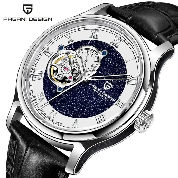 PAGANI DESIGN-reloj mecánico para hombre, 41MM, 10bar, resistente al agua, Japón NH39A, automático, movimiento, cristal de zafiro, correa de cuero 1