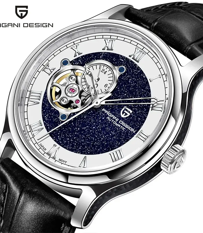 PAGANI DESIGN-reloj mecánico para hombre, 41MM, 10bar, resistente al agua, Japón NH39A, automático, movimiento, cristal de zafiro, correa de cuero 1